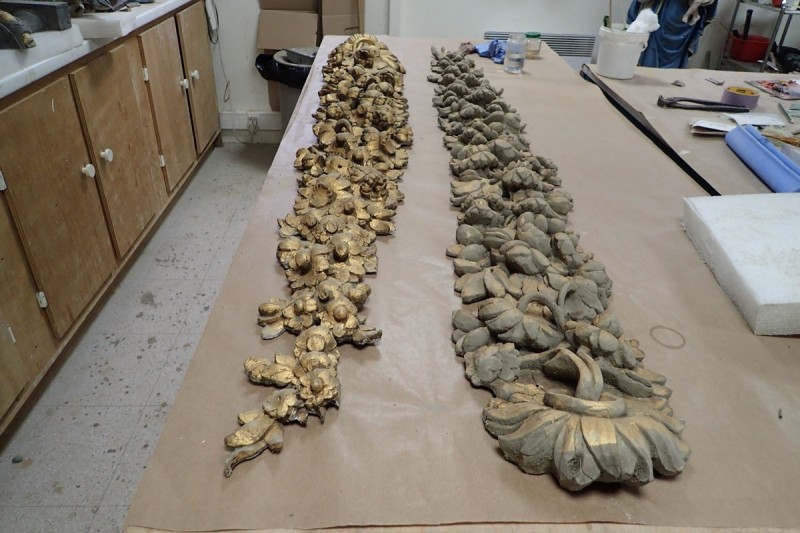 Atelier Giordani - Conservation - Restauration
Edifice – Mobilier - Sculpture – Objets d’art – Moulage –
Pierre, bois métal, polychromie et dorure - Conservation-restauration – Retable majeur - Bois peint - OPÉRATIONS RÉALISÉES
-	Dépose, transfert et dépoussiérage
-	Traitement insecticide curatif et consolidation des bois 
-	Révision et consolidation des assemblages
-	Restitution et compléments des éléments manquants
-	Greffes
-	Nettoyage et fixage
-	Masticages, réintégrations colorées, 
dorure à la mixtion et mises en cire
- Transfert et repose