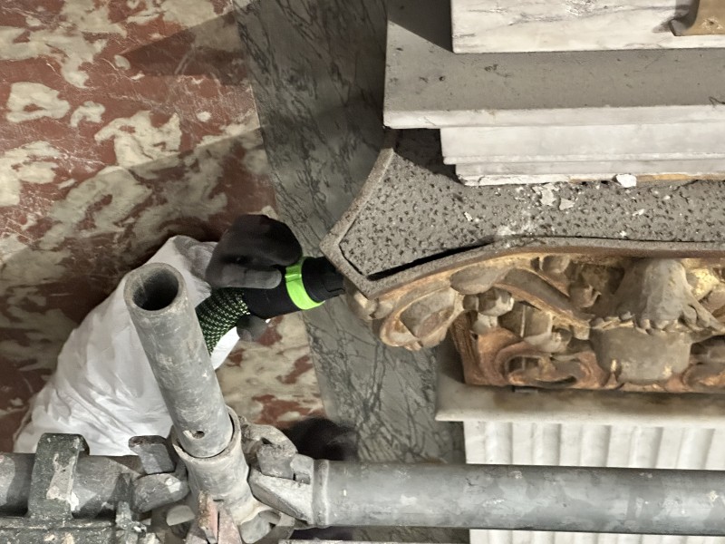 Atelier Giordani - Conservation - Restauration
Edifice – Mobilier - Sculpture – Objets d’art – Moulage –
Pierre, bois métal, polychromie et dorure - Conservation restauration retable St Joseph de la Basilique Notre-Dame - Bois - Marbre - Dorure - - Dépose-repose et transfert en atelier des ornements pour interventions
- Traitement insecticide des ornements bois
- Dépoussiérage soigneux
- Consolidation chimique du bois
- Nettoyage au TAC
- Passivation des éléments ferreux
- Vérification des systèmes d'assemblages
- Restitutions par goujonnage et collage des éléments mobiles et éléments modelés
- Comblements des manques et lacunes
- Masticage des lacunes de surfaces
- Réintégration colorées ponctuelles
- Dorures à la mixtion