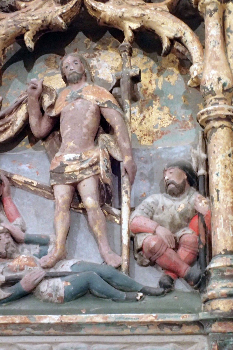 Atelier Giordani - Conservation - Restauration
Edifice – Mobilier - Sculpture – Objets d’art – Moulage –
Pierre, bois métal, polychromie et dorure - Conservation-restauration générale du choeur : Retable majeur et son maître-autel - Pierre calcaire, maçonnerie et plâtre, bois ; décors peints, dorés et argentés - OPÉRATIONS RÉALISÉES
-	Dépoussiérage, refixage, nettoyage
-	Comblement des lacunes, ragréage et masticage
-	Restitution d’éléments manquants par prise d’empreinte et moulage
-	Dégagement mécanique par clivage au scalpel
-	Allègement de la bronzine
-	Retouches sur les décors peints, dorés (or mica) et argentés (argent minéral Iriodin)
-	Dorure à la mixtion
-	Restitution des fonds (peinture acrylique) à partir de sondages
-	Patines d’harmonisation