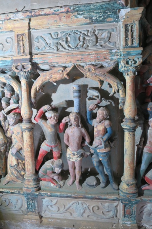 Atelier Giordani - Conservation - Restauration
Edifice – Mobilier - Sculpture – Objets d’art – Moulage –
Pierre, bois métal, polychromie et dorure - Conservation-restauration générale du choeur : Retable majeur et son maître-autel - Pierre calcaire, maçonnerie et plâtre, bois ; décors peints, dorés et argentés - OPÉRATIONS RÉALISÉES
-	Dépoussiérage, refixage, nettoyage
-	Comblement des lacunes, ragréage et masticage
-	Restitution d’éléments manquants par prise d’empreinte et moulage
-	Dégagement mécanique par clivage au scalpel
-	Allègement de la bronzine
-	Retouches sur les décors peints, dorés (or mica) et argentés (argent minéral Iriodin)
-	Dorure à la mixtion
-	Restitution des fonds (peinture acrylique) à partir de sondages
-	Patines d’harmonisation