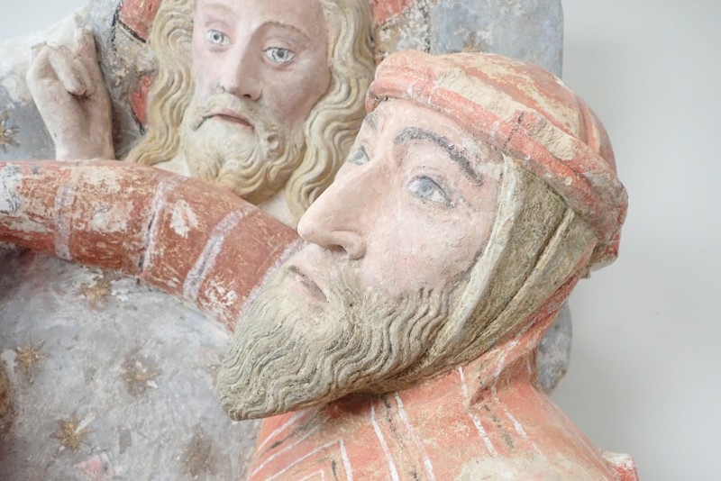 Atelier Giordani - Conservation - Restauration
Edifice – Mobilier - Sculpture – Objets d’art – Moulage –
Pierre, bois métal, polychromie et dorure - Restauration de deux statues de l’église de Saint-Etienne - Restauration de deux statues retrouvées enfouies dans la terre dans l’église Saint-Etienne de Mareil Marly - OPÉRATIONS RÉALISÉES : 

- Nettoyage et élimination minutieuse des dépôts de terre dus à l’enfouissement. 
- Fixage de la polychromie écaillante. 
- Élimination des anciennes tiges métalliques oxydées servant originellement de liaisonnement. 
- Élimination d’efflorescence de plâtre sur la statue de Saint Etienne. Assemblage des fragments, comblements des lacunes du support et ragréages.
- Dégagement de la polychromie par clivage au scalpel sous lunettes binoculaires après la réalisation d’études stratigraphiques préalables, réintégrations colorées et retouches.
- Réalisation de socle peint en ton pierre pour la présentation des statues et repose sécurisée de celles-ci à leur nouvel emplacement au sein de l’église.