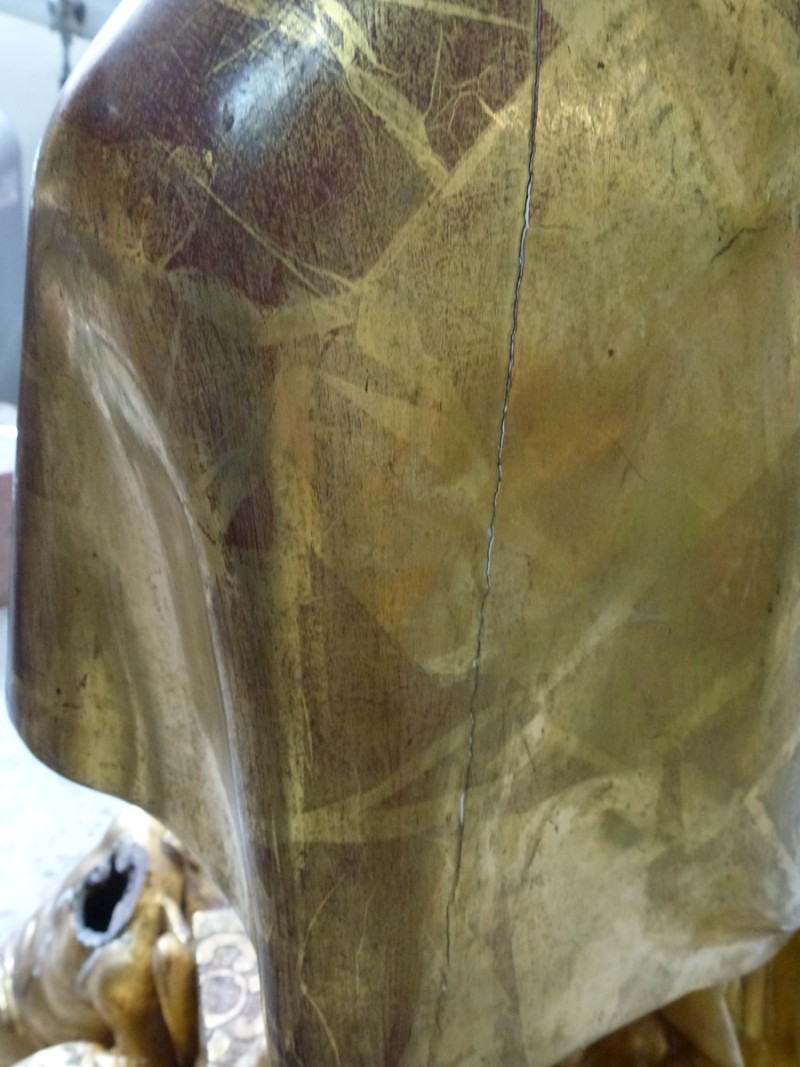 Atelier Giordani - Conservation - Restauration
Edifice – Mobilier - Sculpture – Objets d’art – Moulage –
Pierre, bois métal, polychromie et dorure - Restauration et soclage de la Vierge à l’Enfant - Bois doré, mixtion et détrempe - OPÉRATIONS RÉALISÉES
- Nettoyage chimique 
- Mastics traditionnels craie-colle et modostucs®
- Consolidation du  bois
- Restitution et compléments par moulage
- Réintégration à la feuille d’or et patine d’harmonisation
- Réintégrations colorées à l’or minéral 
- Réalisation d’un socle mobile en chêne teinté qui encastre et conserve le système d’origine