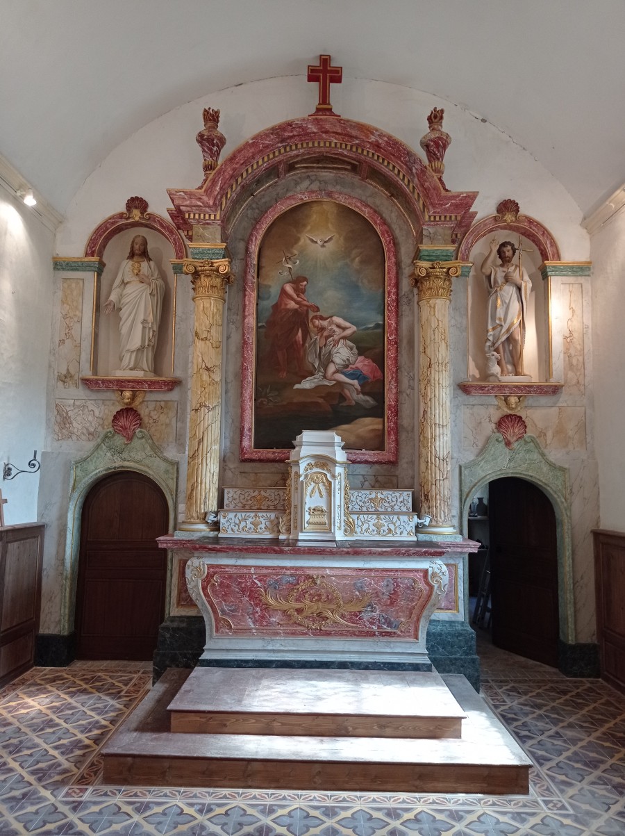 Atelier Giordani - Conservation - Restauration
Edifice – Mobilier - Sculpture – Objets d’art – Moulage –
Pierre, bois métal, polychromie et dorure - Retable majeur et maître-autel en pierre et faux marbre - Pierre calcaire et staff, faux marbre et faux bois - - Dépoussiérage, Nettoyage
- Refixage de la polychromie
- Consolidations chimiques ponctuelles
- Ragréages et comblements
- Masticage des lacunes
- Réintégration colorée et restitution des faux marbres et faux bois
- Réintégration de dorure à l'or mica